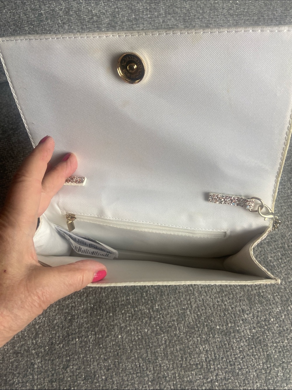 Aldo Glitter Clutch with Gold Chain - Rose Gold Sparkle - Picture 6 of 6